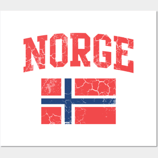 Norge Flag Norwegian Family Norway Vintage Fade Posters and Art